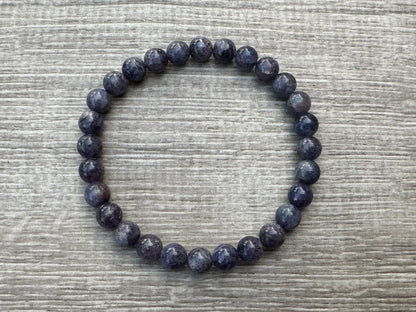 GAF TREASURES Iolite Crystal Bead Bracelet 5-9mm, Genuine Iolite Stretch Gemstone Bracelet, Healing Crystal Bracelet, Gift for Men & Women (1)