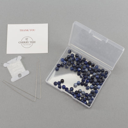 Cherry Tree Collection | 100PCS 6mm Sodalite Gemstone Round Beads for Jewelry Making | Includes Storage Box, Elastic String, and Needles