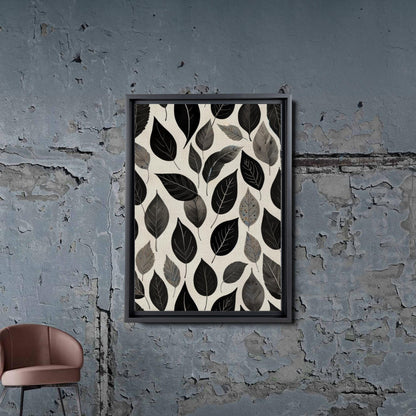 Canvas Print Scandinavian Folk Art Black and Beige Abstract Botanical Wall Art for Scandinavian Home Decor Decor Canvas, Decor