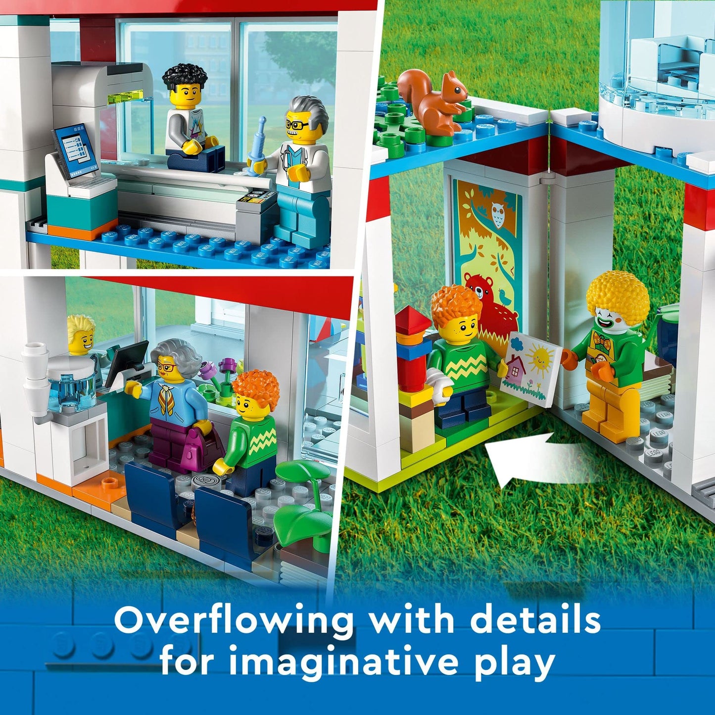 LEGO City Hospital Building Set 60330 with Toy Ambulance, Rescue Helicopter and 12 Mini Figures, Pretend Play Toy Hospital for Educational Fun, Connect to Other City Sets, for Kids Age 7+
