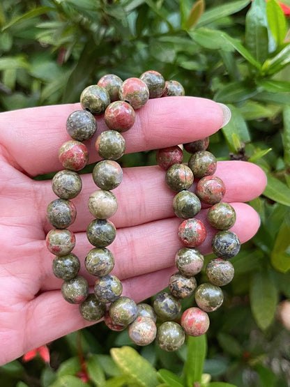 GAF TREASURES Unakite Crystal Bead Bracelet 8mm, Genuine Unakite Stretch Gemstone Bracelet, Healing Crystal Bracelet, Gift for Men & Women (1)