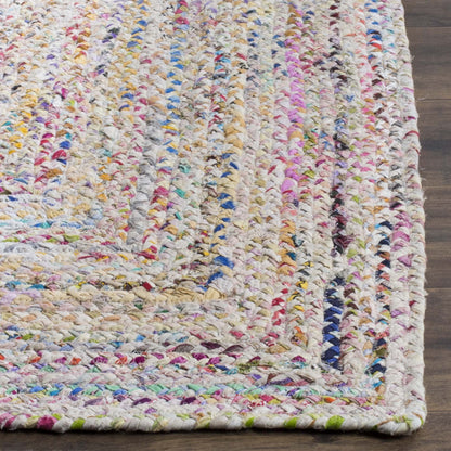 SAFAVIEH Braided Collection Accent Rug - 2' x 3', Ivory & Multi, Handmade Woven Cotton, Boho Reversible Style, Ideal for Living Room, Bedroom, Kitchen (BRD210B)