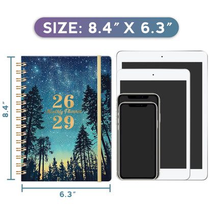 2026-2029 Monthly Planner - Monthly Planner 2026-2029 from July 2026 - June 2029, 3 Year Planner with Tabs and Pocket, 8.5" x 6.4"