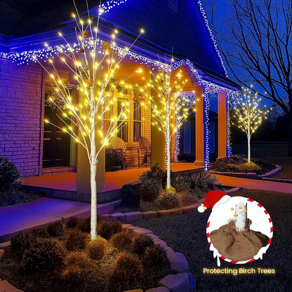 Lamerge Lighted Tree Set of 3,Christmas Tree 4Ft,5Ft and 6Ft with LED Lights, Halloween Decoration,Suit for Festival/Party,Wedding,Birthday,Indoor and Outdoor Use,Warm White (LBT3-WW)