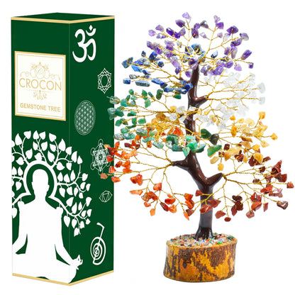 Crocon® 7 Chakra Crystals Tree of Life Birthday Gifts for Women, Men & Friends | Home & Office Decor, Money Tree Healing Crystals Gift | Mom Gift Ideas Housewarming Gifts New Home Sister & Dad
