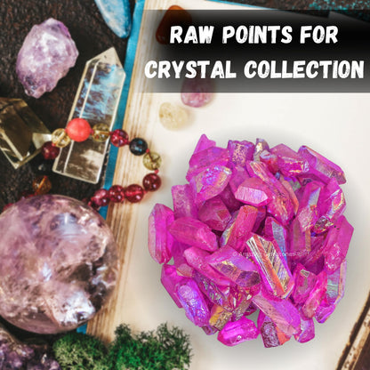 Amazing Gemstone 2 Pieces Rose Aura Quartz Raw Pencil Points Crystals and Healing Stones, Natural Rocks for Meditation and DIY Raw Point Stones and Crystals