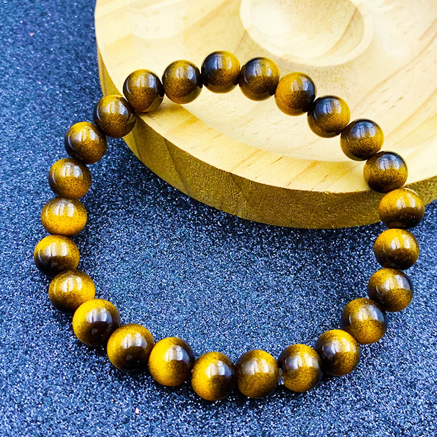 Cryhand Female 8mm Beaded Bracelets For Women Simulated Tigers eye Bracelet for Men Handmade Lucky Money Stretchy Crystal Bracelets Best Gifts 3PCS