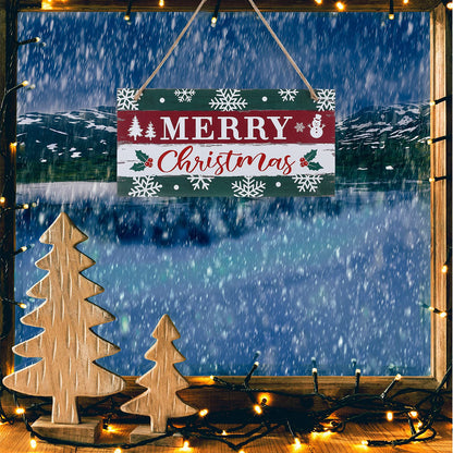 Christmas Sign Rustic Merry Christmas Hanging Sign Farmhouse Outdoor Wooden Christmas Decoration Xmas Holiday Decor with Hanging Rope for Christmas Home Window Wall Farmhouse Indoor Decoration