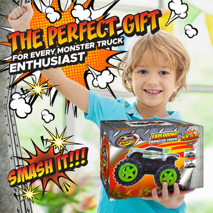 Exploding Monster Truck Toy with Explosive Crash Sounds and Lights, Smash It Up Again and Again, 8.7” Monster Truck Toys for Boys Kids Ages 3, 4-7 & Above | Toddler Toys for 3 Year Old Boys Gift
