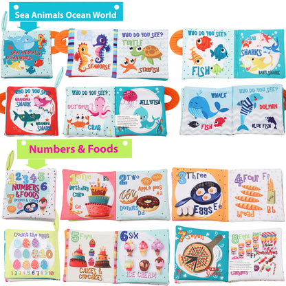 Baby Books Toys Gifts, Touch and Feel Cloth Crinkle Books for Babies,Infant Toddler Baby 0-3-6-12-18 Months,Early Learning Toys 6 to 12 Months 1-2 Years Old, Easter Shower Gift for Boys Girls,8 PCS