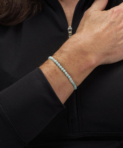 Cherry Tree Collection - Small, Medium, Large Sizes - Gemstone Beaded Bracelets For Women and Men - 4mm Round Beads (Amazonite, Medium)