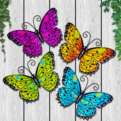 RICHIE Metal Butterfly Wall Decor Outdoor Fence Wall Art Decor, Wall Sculpture Hanging Decoration for Garden Yard Living Room Bedroom Patio Balcony(4 Pack)