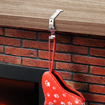 CM Cosmos Pack of 4 Metal Christmas Stocking Hanger Hook Fireplace Mantel Stockings Hangers Mantelpiece Xmas Stocking Clips for Christmas Tree Fireplace