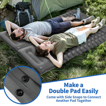 WILDOMS Sleeping Pad for Camping - 4” Thick Inflatable Camping Mat with Built-in Pump & Pillow, Ultralight Self Inflating Camping pad, Backpacking Sleeping Mat for Hiking, Tent, Traveling
