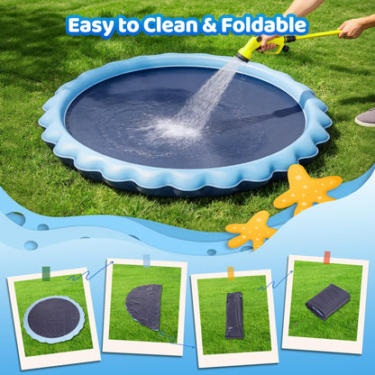 Meowant Splash pad for Kids and Pet, Not-Slip Sprinkler Play Mat for Dog and Children Summer Toys, Outdoor Backyard Toddler and Dog Pool 3-12 Years Boys & Girls 60"