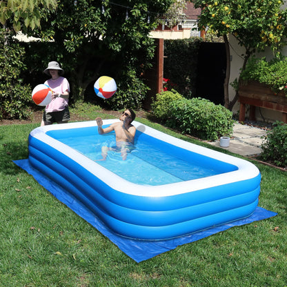 Rukala Inflatable Pool Bundle - 10ft x 6ft - Electric Pump and Ground Tarp Included - Fast Setup and Reinforced Seams