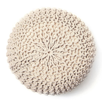 REDEARTH · Round Pouf Ottoman - Cable Knitted Boho Poof - Home Décor Cord Pouffe Handmade Circular Footrest for Living Room - Bedroom - Kids Bedroom - 100% Cotton Pouf (18" x 18" x 14") - Ivory