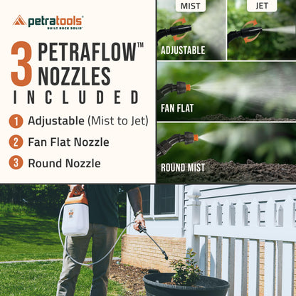 PetraTools EZ1 Battery Powered Sprayer 1 Gallon - Lawn and Garden Electric Sprayer for Weed/Pest Control, Watering & More - Battery Operated for Effortless Spraying (1 Gallon)