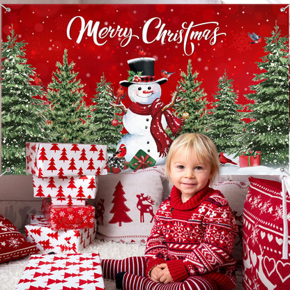 Irenare Christmas Backdrop Merry Christmas Banner Party Decoration Xmas Photography Background Photo Props for Winter Holiday New Year Eve Family Party Decoration Supplies(Snowman)