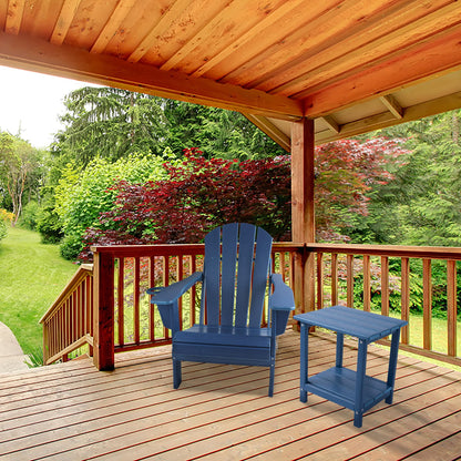 Magpie Fabrics Foldable Adirondack Chair with Cup Holder, HDPE Weather Resistant Oversize Outdoor Chair, Widely Used in Patio, Fire Pit, Deck, Porch, Garden, Campfire (Navy Blue)
