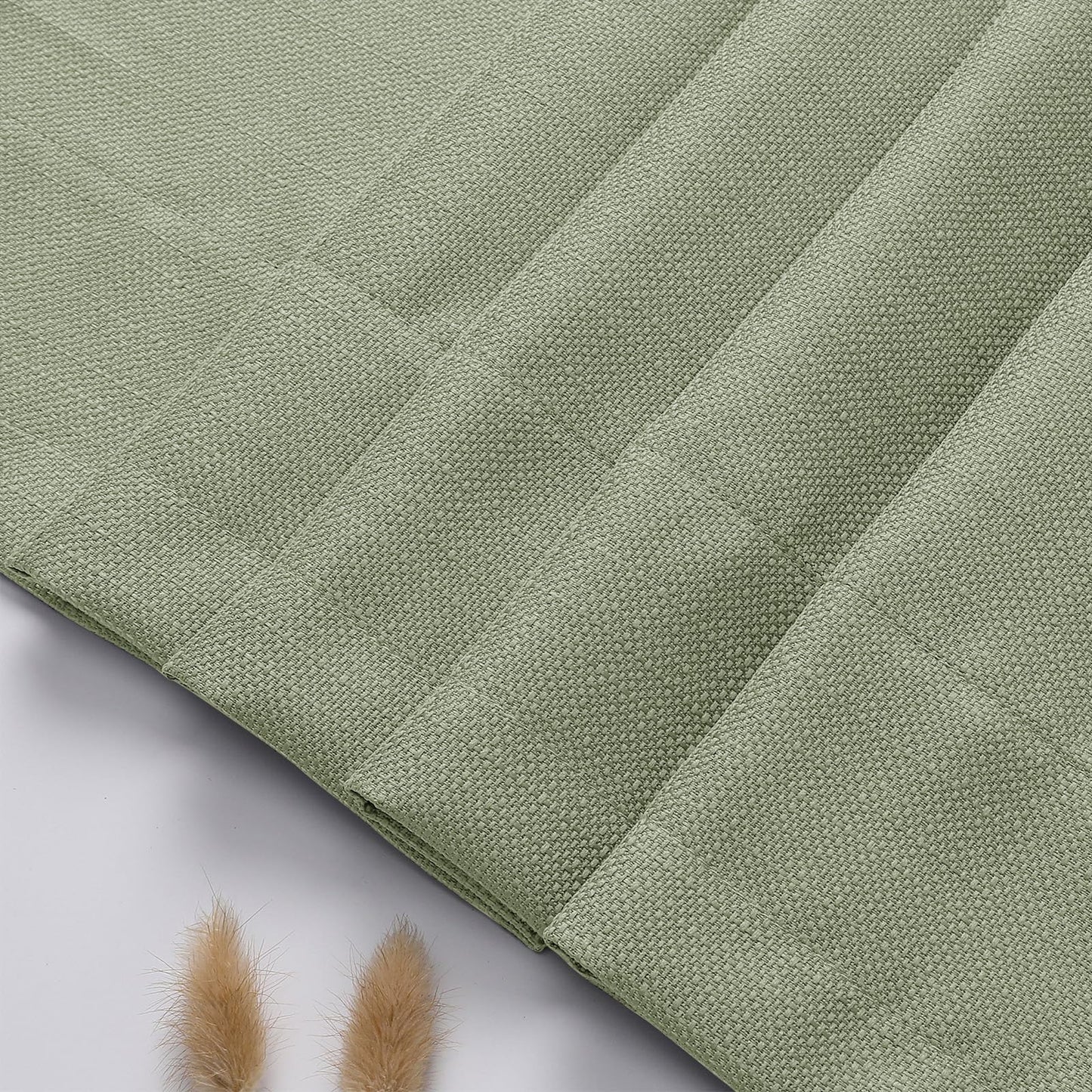 OWENIE Bob 1 PCS Light Green Valances for Windows, Faux Linen Textured Kitchen Window Curtains Valance for Bedroom Living Room, Modern Soft Airy Solid Rod Pocket Bathroom Cafe Curtain, 60Wx14L Inch