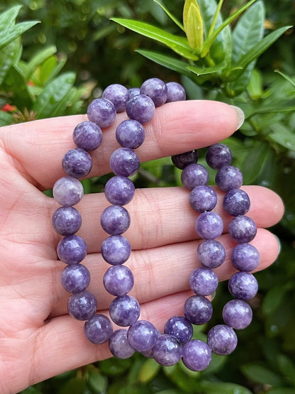 GAF TREASURES Lepidolite Crystal Bead Bracelet 8mm, Genuine Lepidolite Stretch Gemstone Bracelet, Healing Crystal Bracelet, Gift for Men & Women (1)