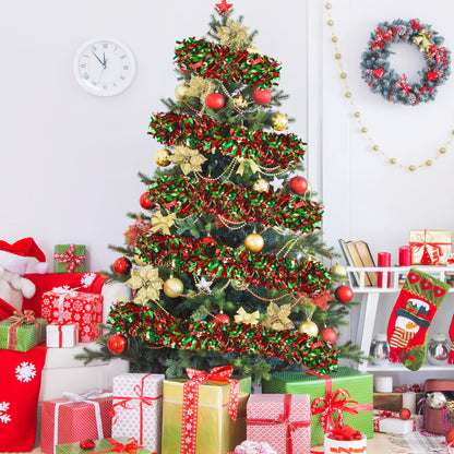 66 Ft Christmas Tinsel Garland Thick Tinsel Garland Xmas Tree Decorations Metallic Tinsel Twist Garland for Christmas, Birthday, Party Decor Indoor Outdoor Party Supplies (Green-Red)
