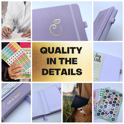 Life & Apples Daily Wellness Journal - Guided Journal & Planner for Wellbeing, Gratitude & Healthy Routines | Food & Fitness Journal, Habit Tracker, Weight Loss Diary | Undated A5 Lavender