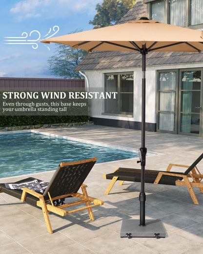 JOINHOM 45lbs Patio Umbrella Base with Wheels - Heavy Duty Outdoor Patio Market Umbrella Stand for Deck with Rollers, Poolside, Balcony, Wind-Resistant Design, Grey