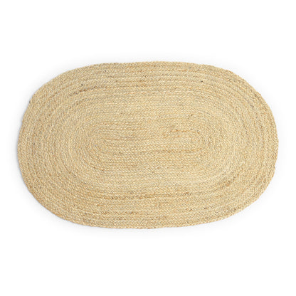 · REDEARTH · Oval Area Rug - 2'x3' Braided Natural Jute with Non-Skid Backing - Handwoven Boho Rug for Bedroom, Kitchen, Living Room - Farmhouse Aesthetic Home Decor - Durable Handmade Rug