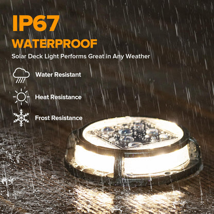 LUTEC 4 Pack Solar Driveway Lights, 12 LEDs IP67 Waterproof Outdoor Solar Dock Driveway Marker Lights for Step, Sidewalk, Pathway, Patio, Garden(Warm White)