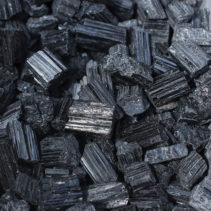 Black Tourmaline Raw Healing Crystals, 1.8"-2.2" Large Size Raw Stones, Natural Black Tourmaline Crystal with Velvet Pouch for Home Decor, Tray, Collection