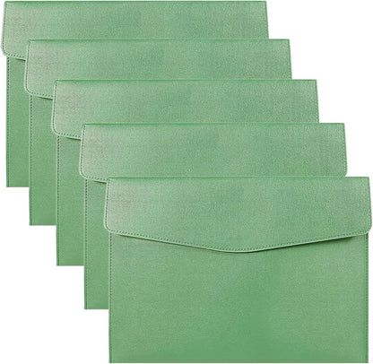 5 PCS A4 Document Folders, PU Leather Portfolio Organizer Set, Letter Size Business File Holders with Envelope Closure, Professional Conference Folder Cases for Office, Interview, Meeting