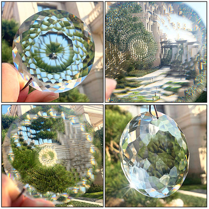 HDCRYSTALGIFTS 75mm Prism Hanging Crystal Suncatcher Clear Chandelier Crystals Flower of Life Prisms Sun Catcher Indoor Window Glass Ornaments for Christmas Tree Gifts
