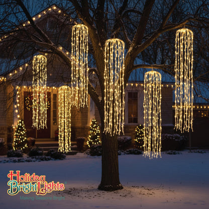 Holiday Bright Lights Indoor Outdoor 4-Ft Weeping Willow Lights 440 Warm White 5mm LED Transparent Cable