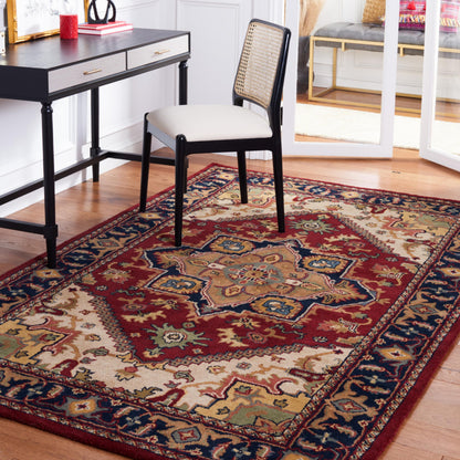 SAFAVIEH Area Rug 5x8 - Heritage Collection - Red, Handmade Wool, Traditional Oriental Medallion Design, Ideal for Living Room, Bedroom, Dining Space (HG625A)