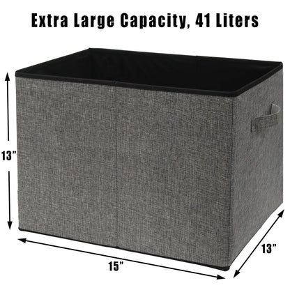 Simple Houseware 15 x 13 Inch Collapsible Fabric Storage Bin with Handles, 2 Pack, Dark Gray