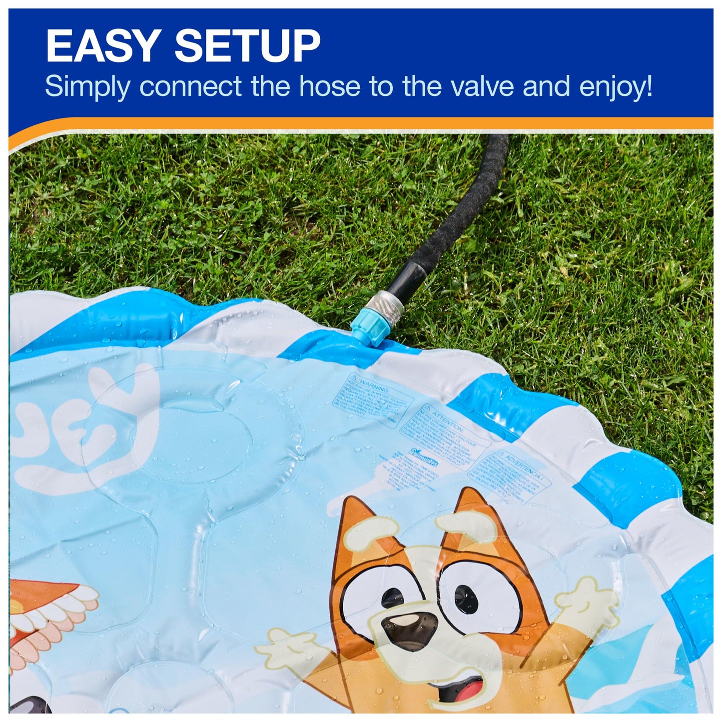 SwimWays Bluey Splash Mat, Kids Splash Pad, Outdoor Toys, Bluey Party Supplies and Water Toys for Kids Ages 1 & Up