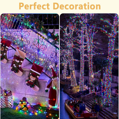 SyouHome 4-Pack Solar Fairy Lights Outdoor, 800 LEDs 264FT Extra-Long Solar String Lights, 8 Modes Waterproof Twinkle Lights for Garden Tree Wedding Party Christmas, Multicolor