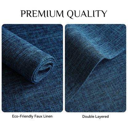 Softalker Faux Linen Placemats Set of 4-12 x 18 Inch, Heat Resistant Double Layered Durable Burlap Farmhouse Place Mats, Non-Slip Washable Rustic Table Mats for Dining, Kitchen, Party（Navy Blue