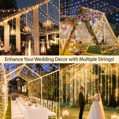 suddus 100 LED String Lights with Remote Control, 33ft Connectable Clear Wire Fairy Lights, 8 Modes & Timer Dimmable, Waterproof Plug in Twinkle Lights for Bedroom, Patio, Christmas Tree - Warm White