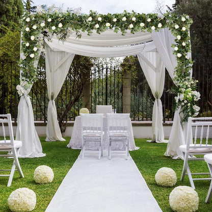 2 Pieces 6.5 ft Eucalyptus Garland with 20 LED Light Bar and Rose Flowers Artificial Eucalyptus Flower Vines for Wedding Arch Party Tables Centerpiece Backdrop Party Decor