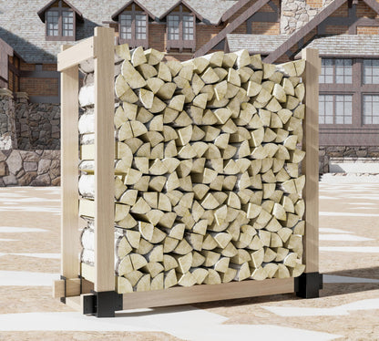 Fire Beauty 4 Pack Firewood Rack Base,Heavy Duty Metal Adjustable Log Storage Rack Bracket