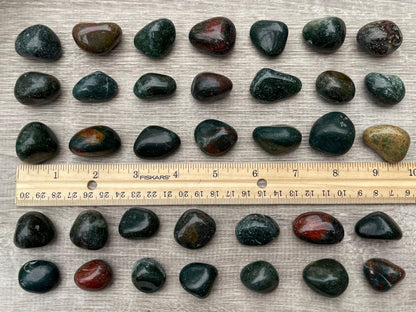 GAF TREASURES 5 Pcs Bloodstone Tumbled Stones, Polished Natural Bloodstone Gemstone, Bloodstone Healing Crystals (Bloodstone)