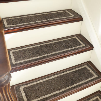 COSY HOMEER Soft Stair Treads Non-Slip Carpet Mat 28inX9in Indoor Stair Runners for Wooden Steps,Stair Rugs for Kids and Dogs, 100% Polyester TPE Backing 10pcs,Brown