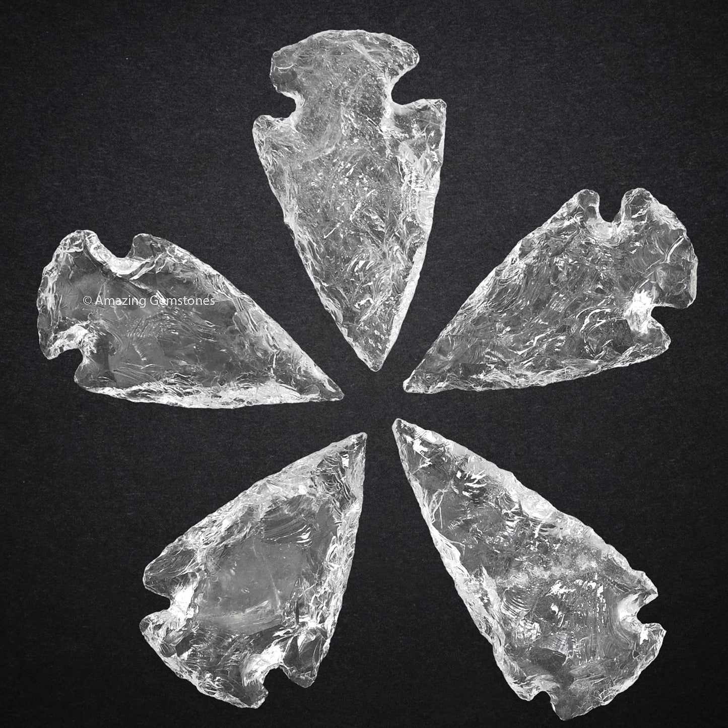 Amazing Gemstone 5 Pieces Clear Quartz Arrowhead, Crystal and Healing Stone Flint Rock Arrow Head - 1 to 1.5 Arrowheads for DIY Project Craft Point Jewelry Making