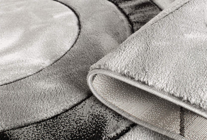 GLORY RUGS Area Rug 2x3 Grey Black Door Mat Modern Circles Soft Contemporary Floor Carpet Fluffy Texture for Indoor Living Dining Room and Bedroom Area