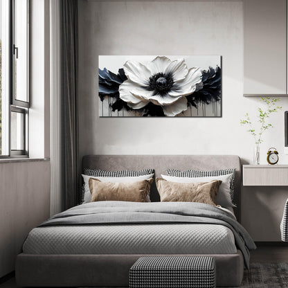 HUBOSKN Flower Canvas Wall Art for Living Room - Black and White Wall Art for Bedroom - Modern Wall Decor for Bedroom Women Size 20" x 40"