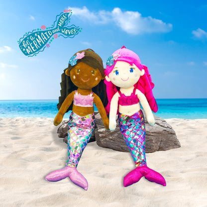 June Garden 15.5" Sparkly Mermaid Larissa - Soft Mermaid Plush Stuffed Doll Gift for Toddler Girls