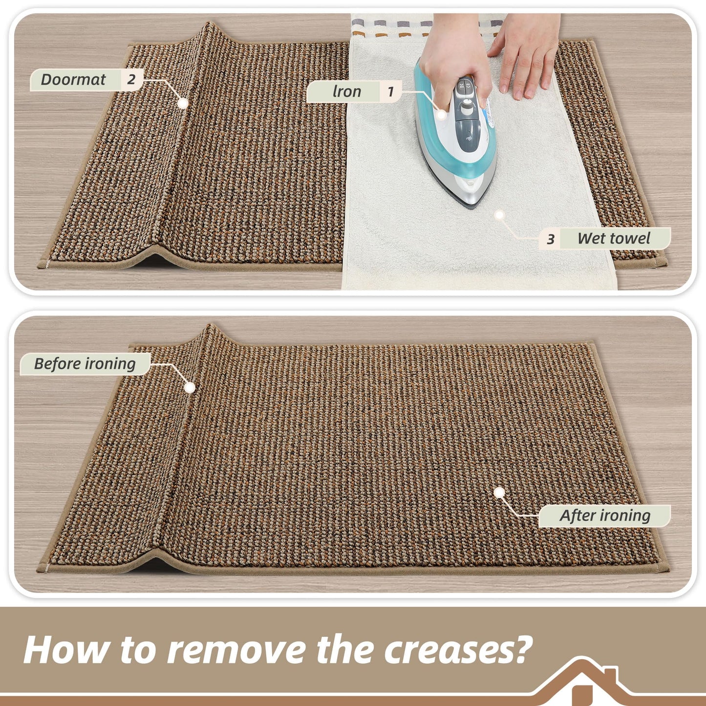 BEQHAUSE Dirt Trapper Door Mat 20" x 32", Non-Slip Washable Doormats Entrance Mat, Dirt Resistant and Absorbent Welcome Mat, Low Profile Floor Mats for Front Back Door and Entryway, Beige
